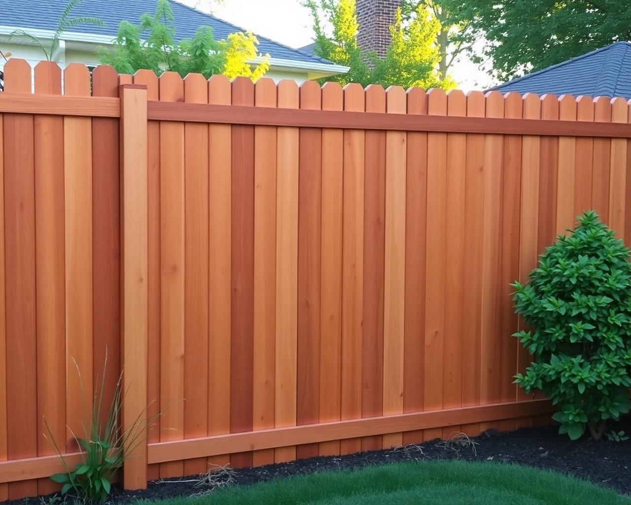 Premium stained wood privacy fence
